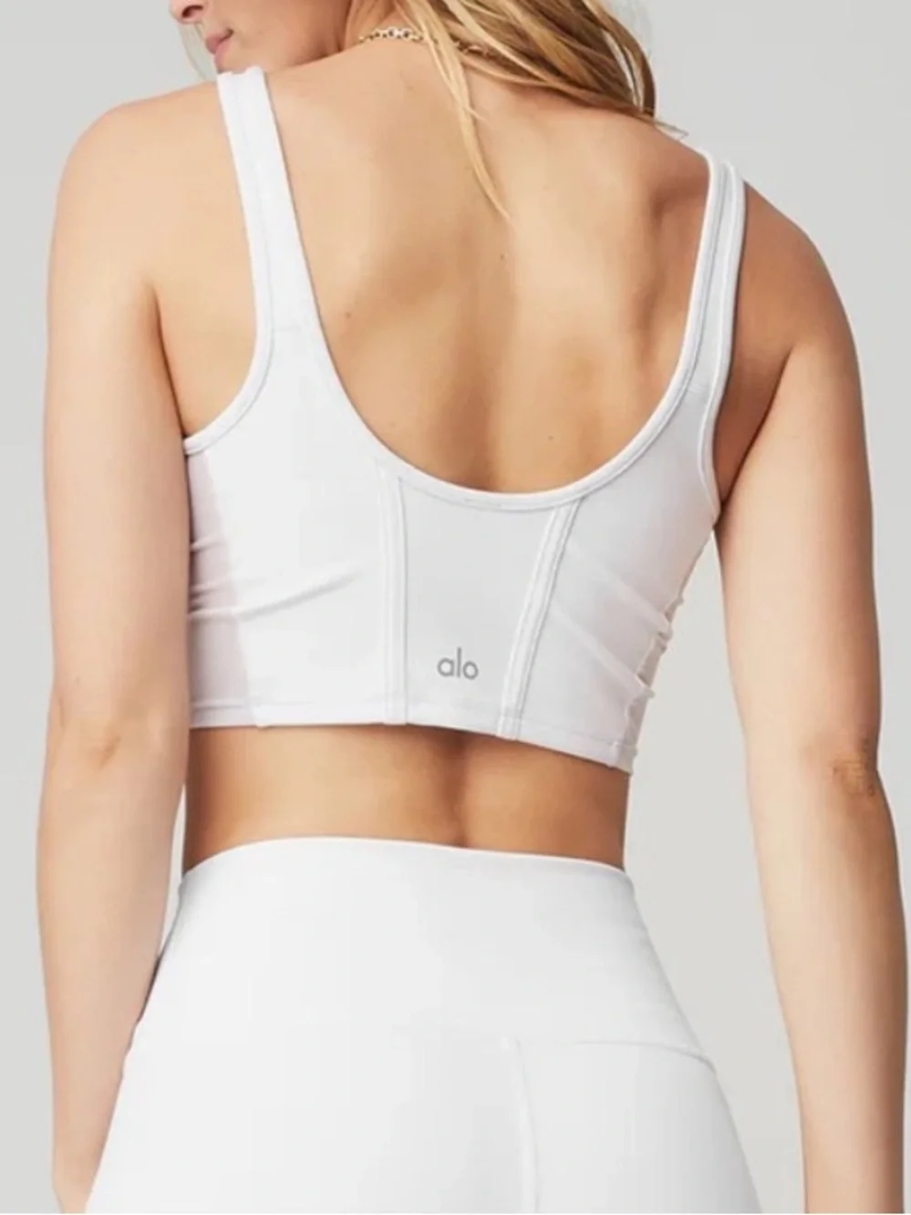Alo Yoga Airbrush Mesh White Corset Tank